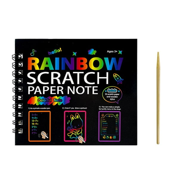 Rainbow Scratch Paper Scratch Art for Kids DIY Craft Drawing Crafts Kit US F2L9