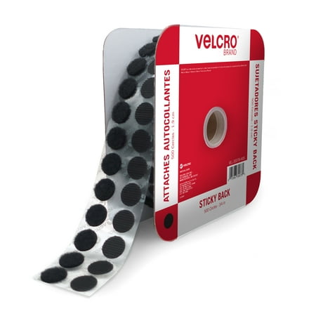 UPC: 0075967300784 | VELCRO Brand Adhesive Dots Black | 500 Pk 3/4 Circles Sticky Back Round Hook and Loop for Office Organization Arts and Crafts School Projects |VEL-30078-AMS