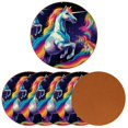 thumbnail image 2 of Unicorn 6PCS Round Coasters Set, Microfiber Leather Drink Coasters, 11x11 cm/4.3x4.3 in, and Heat, Furniture and Tabletops, 2 of 6