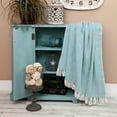 thumbnail image 5 of Nassau Collection Beige and Blue Transitional Handloom Herringbone Throw Blanket 52" x 67", 5 of 5