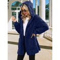 thumbnail image 6 of Womens Fleece Zip Up Jacket with Pockets Oversized Long Hoodie Fuzzy Long Sleeves Jackets Warm Teddy Coat Blue S, 6 of 8