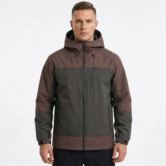 Youthup Men's Casual Colorblock Hooded Windproof Waterproof Jacket with 10001-15000mm Breathability for Outdoor Hiking Camping