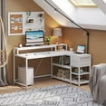 thumbnail image 5 of Tribesigns L Shaped Desk with Drawer, Industrial Corner Desk Home Office Table with Storage Shelves and Monitor Stand, Rustic Wooden and Metal PC Desk for Small Space, 5 of 5