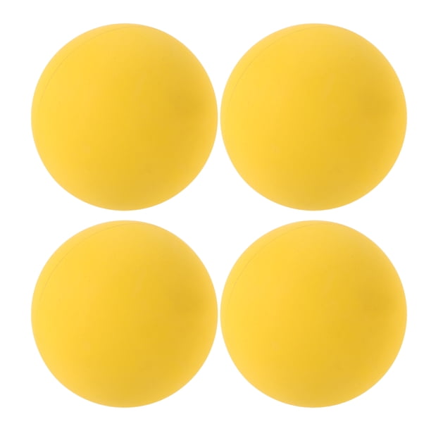 4 pelotas de goma amarillas con alto rebote y gran visibilidad para entrenamiento y práctica de deportes.