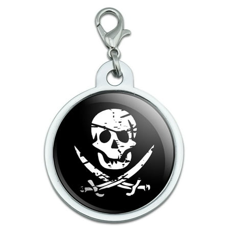 Pirate Skull Crossed Swords Large Metal ID Pet Dog Tag