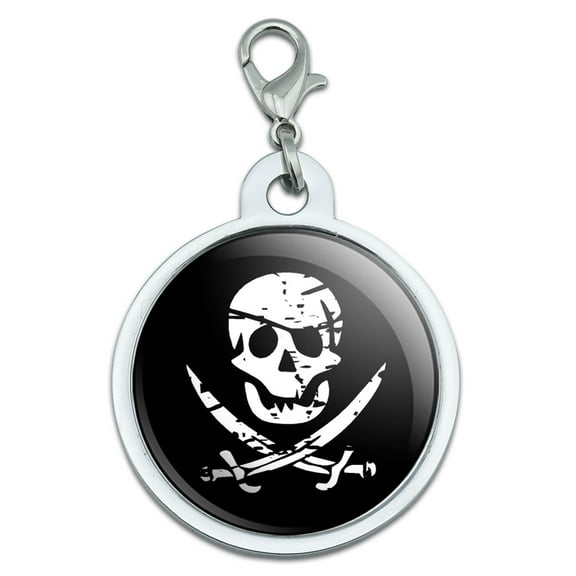 Pirate Skull Crossed Swords Large Metal ID Pet Dog Tag