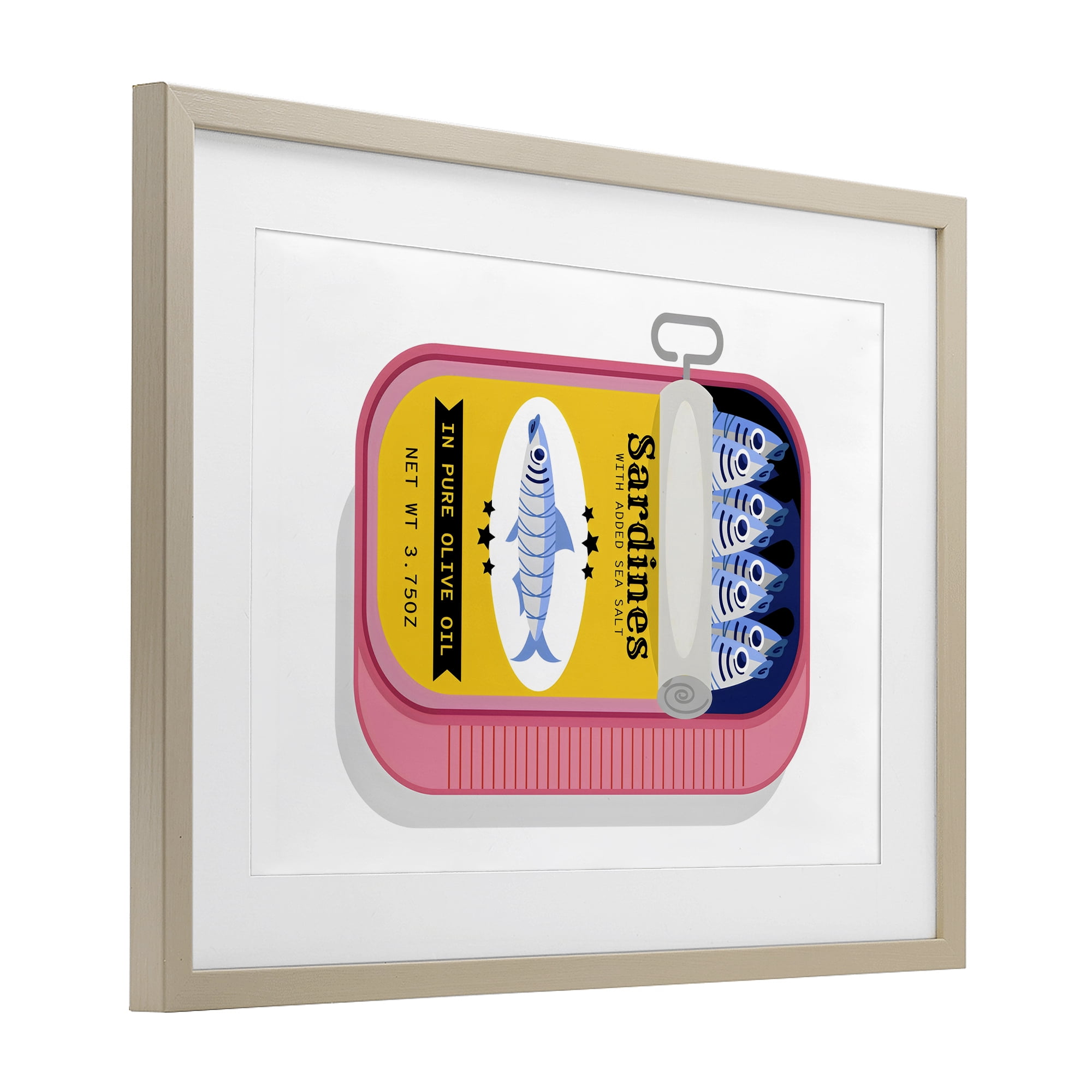 Stupell Industries Retro Can of Sardines Birch Framed Print Under Glass, design by Creative Studio
