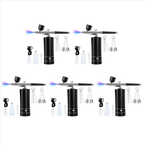 5X Kit de Aerógrafo Compresor de Aerógrafo Inalámbrico Recargable, 30PSI de Alta Presión, Pistola de Aerógrafo Portátil de Mano, Juego de Aerógrafo