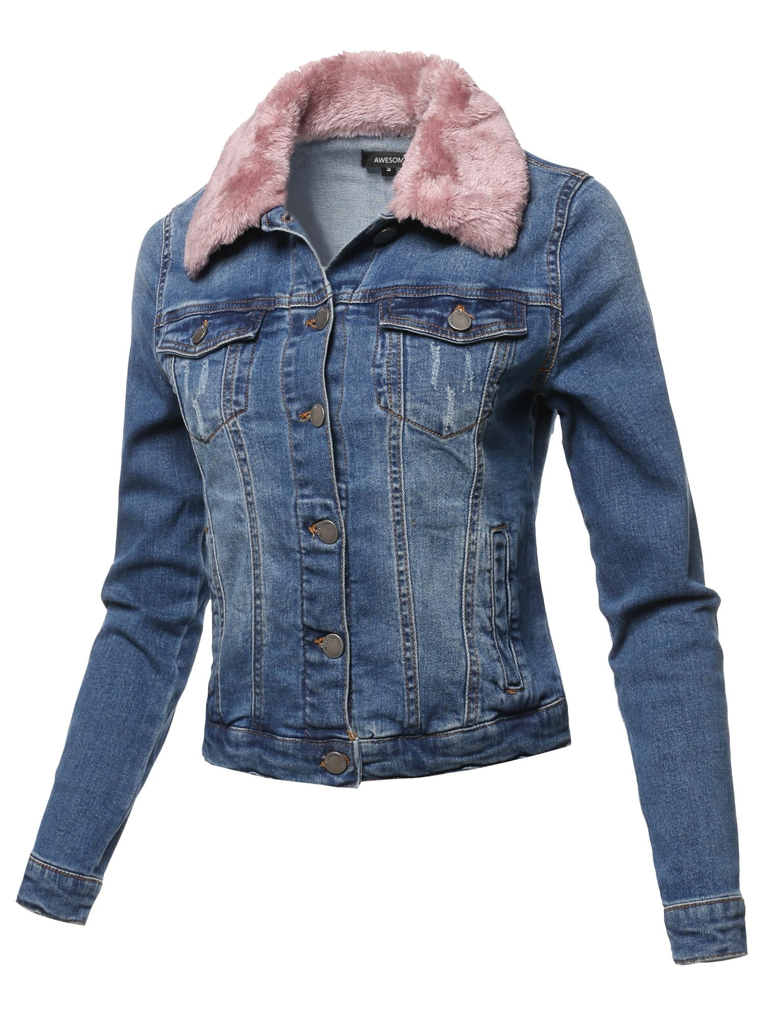 denim jacket with fleece collar womens