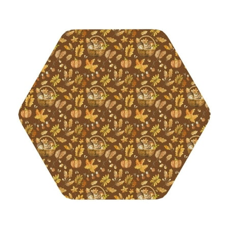 

Qekee Vintage fall harvest basket Print PU Leather Absorbent Coasters Leather Coasters Set for Cups Drinks 4 Coasters 6 Pcs for Coffee Bar Home Decor Hexagon