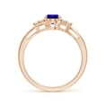 thumbnail image 2 of ANGARA Natural Oval Tanzanite Bypass Ring with Trio Diamond Accents in 14K Rose Gold for Women (Size-7x5mm) | December Birthstone, Anniversary, Jewelry Gift for Women | Natural Tanzanite Ring, 2 of 8