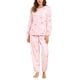 thumbnail image 1 of Conjuntos de pijama de franela de invierno para mujeres INSPIRE CHIC, loungewear de manga larga, estampado de corazones, color rosa, talla S, 1 of 7