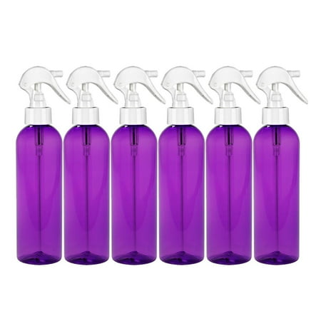 MoYo Natural Labs 8 oz Spray Bottles, Trigger Sprayer Empty Travel Containers, BPA Free PET Plastic for Essential Oils and Liquids/Cosmetics (6 pack, Purple)