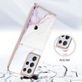 thumbnail image 3 of For Samsung Galaxy S21 Ultra Marble Patterned Case with Card Holder, Back Folio Kickstand PU Leather + Soft Crystal Bumper Edge, Magnetic Clasp Back Cover For Samsung Galaxy S21 Ultra,Lightpurple, 3 of 6