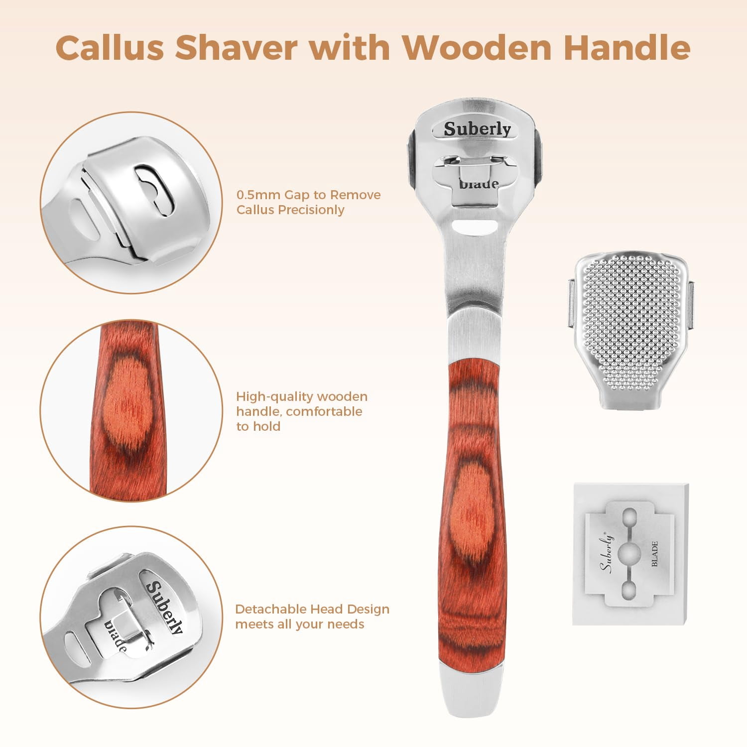 Foot File Foot Scrubber Pedicure - Callus Remover for Feet Professional Grater Rasp Foot Scraper Corns Callous Removers Cracked Dead Skin Remover for Dry and Wet Feet (Golden)
