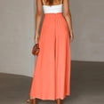 thumbnail image 6 of Oiangi Women's Flowy Palazzo Pants with Pockets Ruffled Elastic Waist Wide Leg Pant Casual Trendy Holiday Trousers for Fall Orange XL, 6 of 7