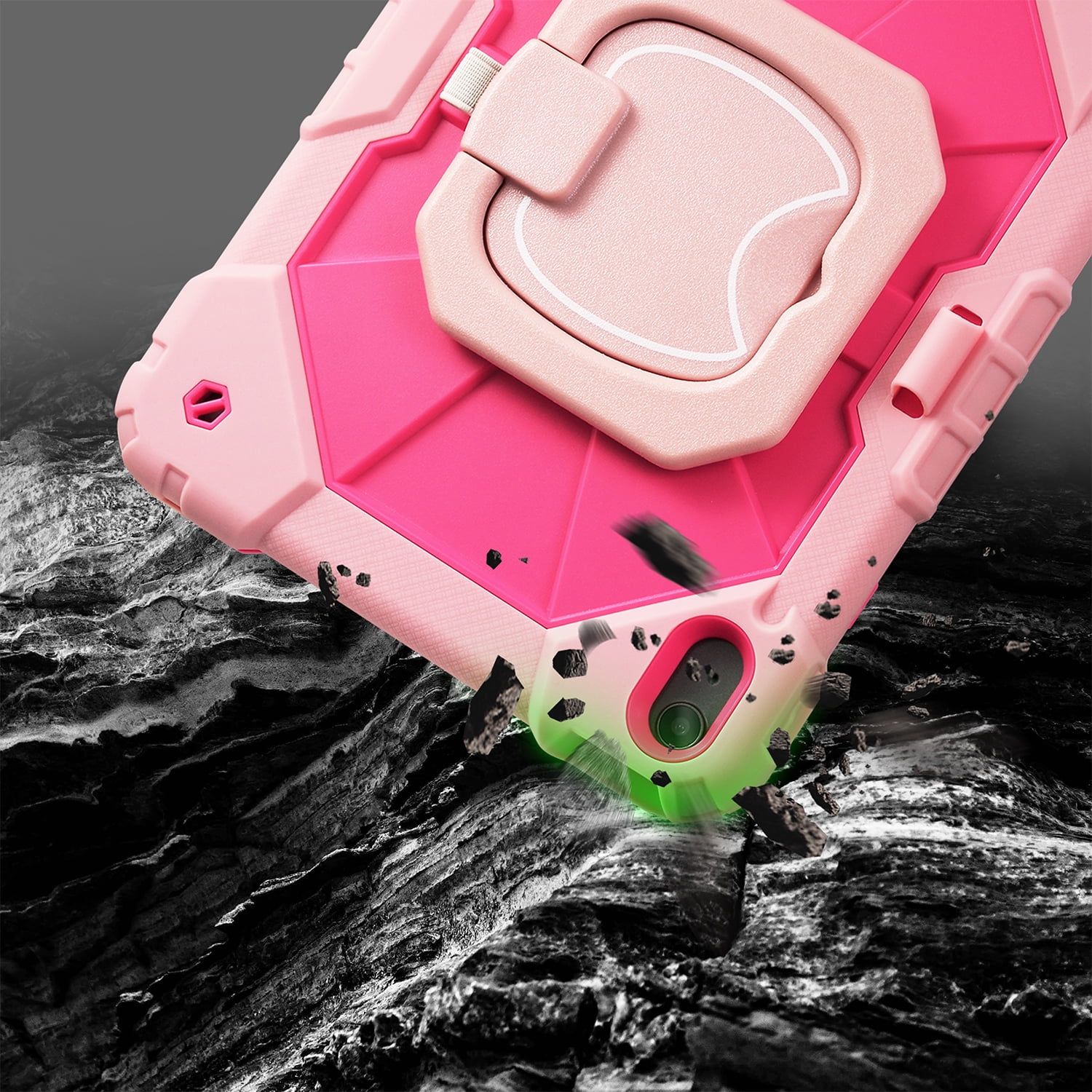 Vena For Apple iPad A16 Case For Kids (10.9"), iPad 10th Generation Case 360° Rotating Hand Strap Stand, iPad 11th Generation Cover with Pencil Holder and Shoulder Strap, Pink