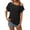 Black, variant on Kelon Shirts for Women Short Sleeve Shirts Cowl Neck Vacation Clothes Cruise Outfits Business Casual Blouses 2026 Summer Tops, XL