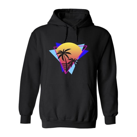 80's Vaporwave Palm Sunset Hoodie Women -Image by Shutterstock, Female 3X-Large