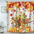 thumbnail image 3 of Harvest Pumpkin Shower Curtain, Sunflower Fall Bathroom Shower Curtain Cat Plant Leaf Yellow Bathroom Curtain Rustic Farmhouse Bathtub Decor, 3 of 4