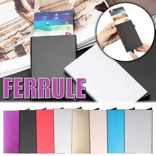 Xihbxyly Tarjetero Automático con Tecnología de Blindaje Rfid, Apertura Emergente, Aleación de Aluminio Ligera, Billetera Antirrobo, Esencial para Viajes, Tamaño Compacto (9,5 X 6 Cm)