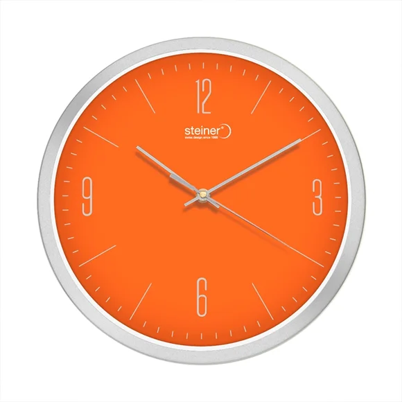 Reloj De Pared Análogo Steiner Colors, Movimiento Silencioso Ø 30 Cm Naranja