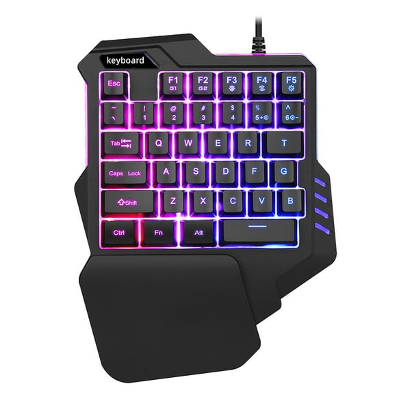 One Handed Keyboard with Wrist Rest Support Wired 35-key Keyboard RGB Backlit Keyboard 15-key Rollover/Macro