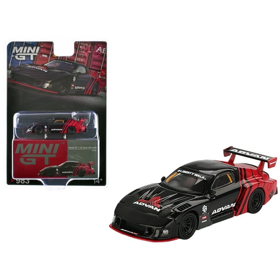 Mazda RX-7 LB-Super Silhouette RHD (Right Hand Drive) "Advan" Black and Red Limited Edition 1/64 Diecast Model Car by Mini GT