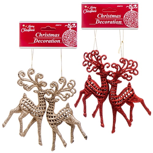 New 370226 Hx Ornament Reindeer 2Pc 6.7X2.8 W / Asst Color (24-Pack