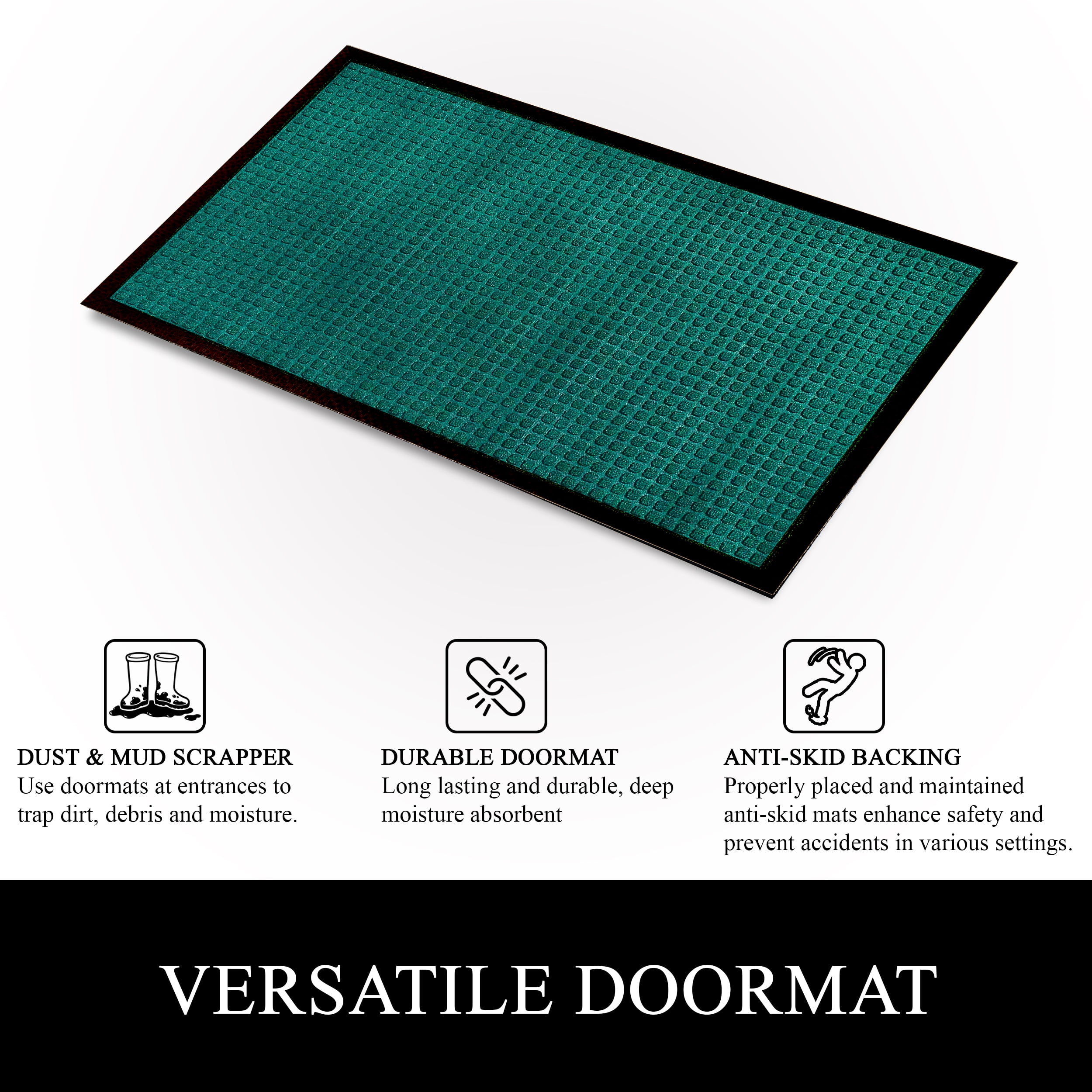 A1HC Indoor Outdoor Mat, Front and Back Entrance Welcome Mats, Front Door Patio Mats 18X30 Inches, Non-Slip Easy Clean Entrance Washable Doormats, Green