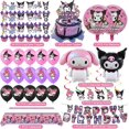 thumbnail image 2 of DONNGZAE Kuromi Birthday Party Supplies, Cartoon Party Decorations Set Include Plates Napkins Banner Balloons Cake Toppers Tableware Party Supplies for Boys Girls Birthday Party SLO526-0293, 2 of 5