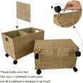 thumbnail image 2 of Set 2 Nesting Natural Wicker Rolling Storage Baskets on Wheels w Insert Handles, Under Table Under Desk Woven Storage Bins, Mobile File Cabinet Organiser (Seagrass, Sizes M, L Nesting), 2 of 17