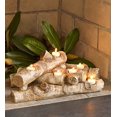 thumbnail image 1 of Plow & Hearth Faux Wood Resin Logs Tea Lights Candle Holder Birch, 1 of 5