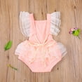 thumbnail image 3 of ITFABS Newborn Baby Girls Summer Romper, Cute Ruffle Sleeve Floral Embroidered Backless Bodysuit, 3 of 4