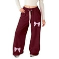 thumbnail image 2 of JIAYUE Valentines Day Girls Slacks Bowknot Print High Waisted Straight-Leg Long with Pockets Girlfriend Trousers For Kids Casual Wear, 2 of 9