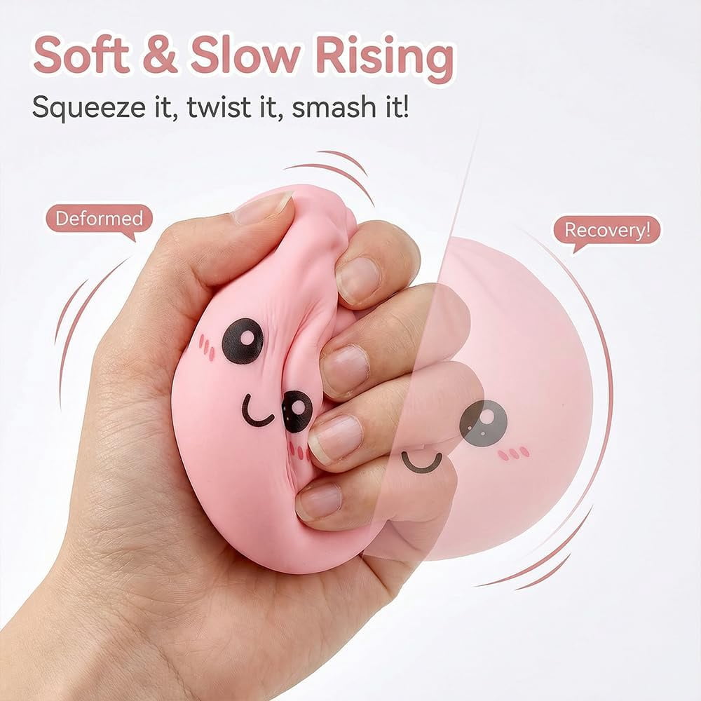 Dumpling Stress Reliever for Adults, Soft Slow Rising Squeeze Ball, Sensory Anxiety Relief Tool, Cute Desk Decor for Office & Home Relaxation (4 Color-Glitter)