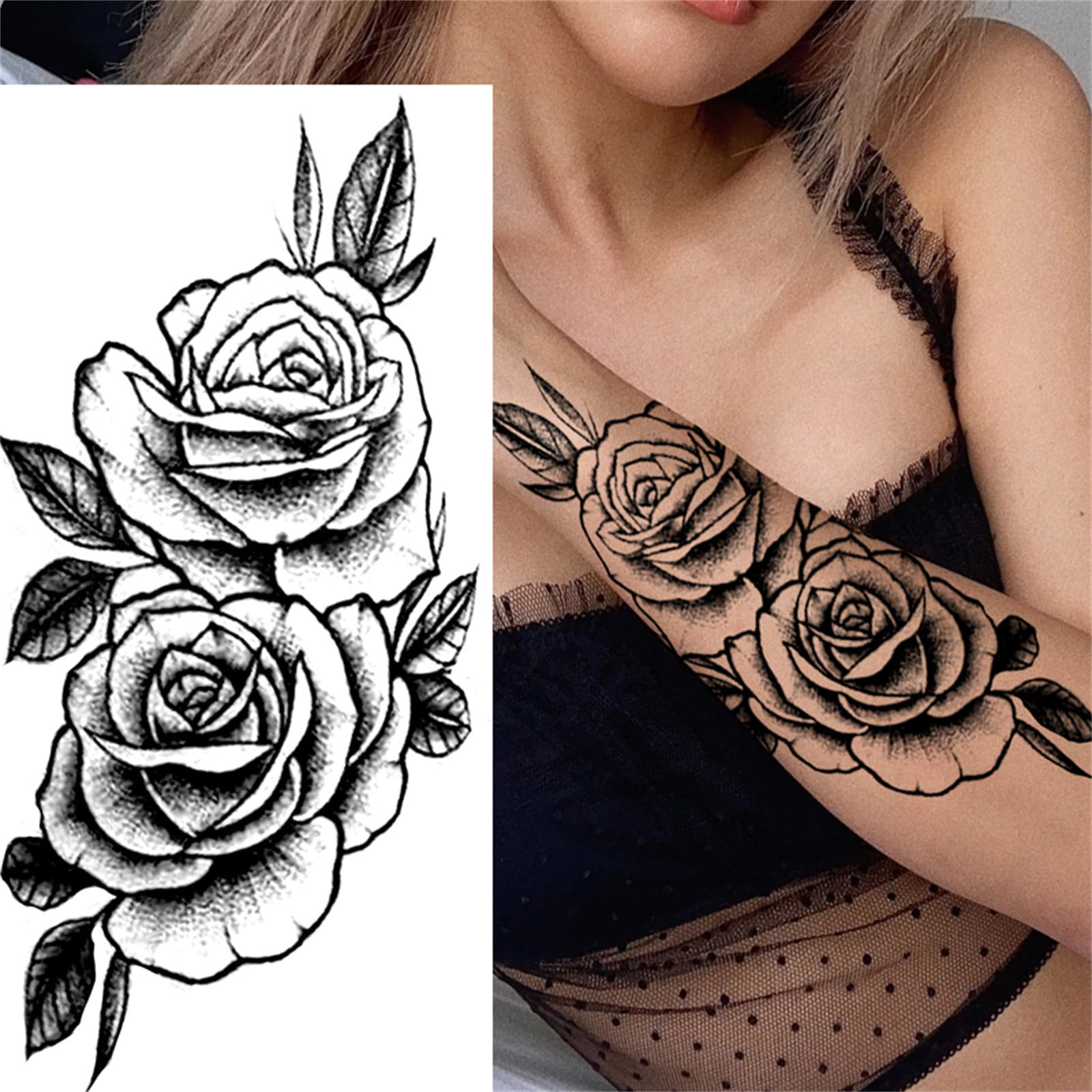 Sketch Tattoos Stickers Abstract Stickers Rose Flowers 