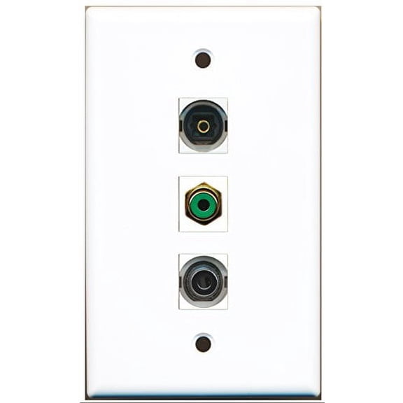 RiteAV - 1 Port RCA Green and 1 Port Toslink and 1 Port 3.5mm Wall Plate