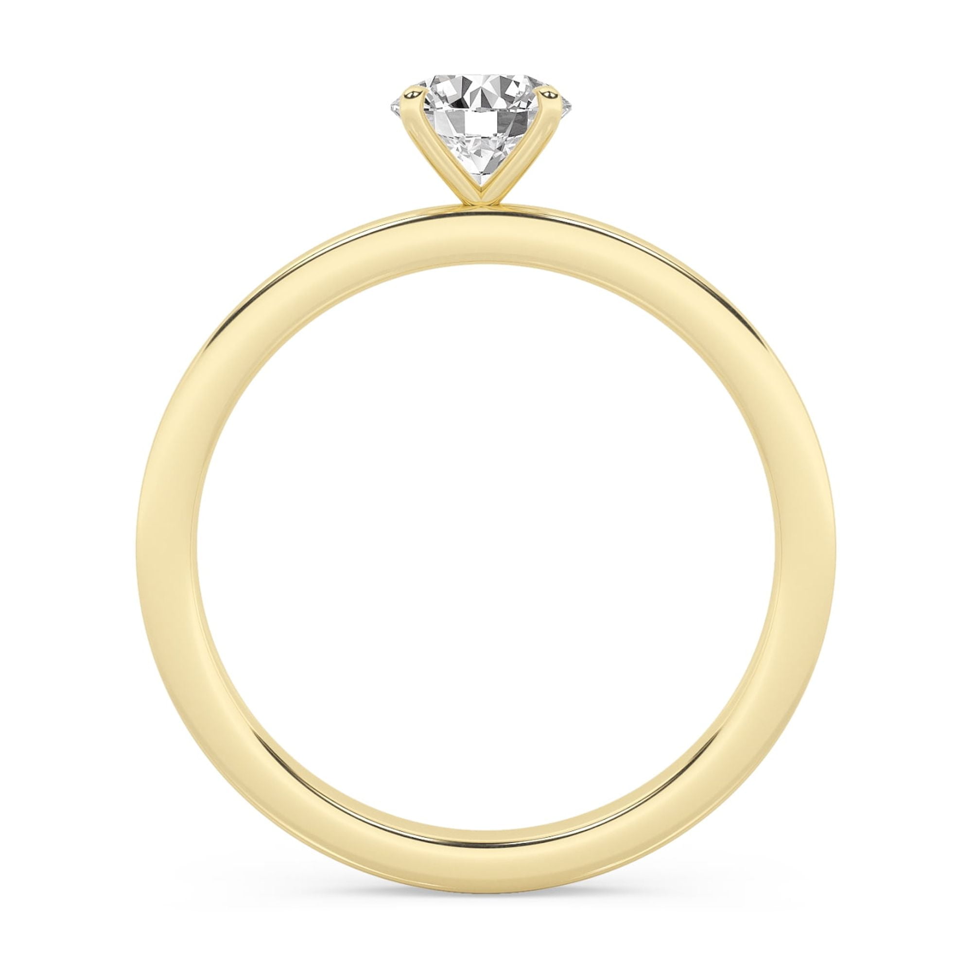 AFFY 4-Prong Solitaire Engagement Rings For Women, 1/2 Carat (ctw) Round Lab Created Moissanite Promise Ring For Her In 14k Yellow Gold Over Sterling Silver | VVS1 Quality Ring Size-6
