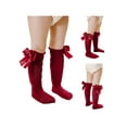 thumbnail image 7 of Baby Girls Knee High Socks Bow Knit Cotton Long Stockings Infants Toddlers Ruffled Socks School Uniform Leggings, 7 of 7