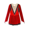 thumbnail image 4 of Zaldita Girls Long Sleeve Color Block Ballet Ice Skating Dress Sheer Mesh Ruffle Hem Dress Ballroom Red 10, 4 of 7