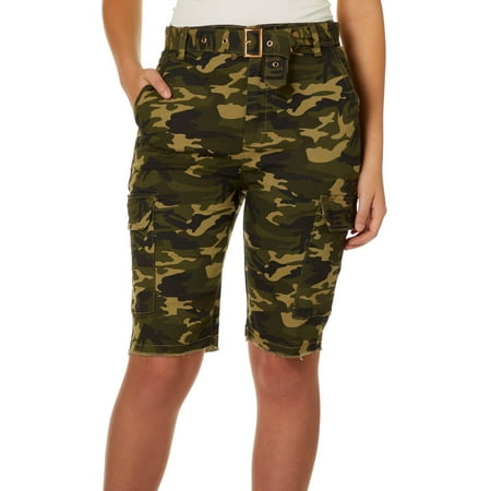 Almost Famous Juniors Camo Super High Waisted Bermuda Shorts
