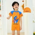 thumbnail image 2 of RUTAYY Boys Swimwear Comfortable Round Neck Elastic Waist Pool Trunks Water Sport Swimsuiting Bathing Suit, Orange, 8-10 Years, 2 of 5