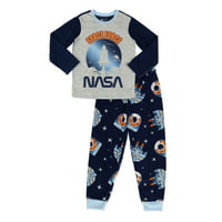 NASA Boys Classic 2 Pc Long Sleeve Long Pant Fleece Pajama Set