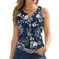 thumbnail image 2 of Giftesty Tank Tops for Women Clearance Women's 2024 Summer Printed Round Sports Tops for Outer Wear Bottoming Slim Short Tops, 2 of 6