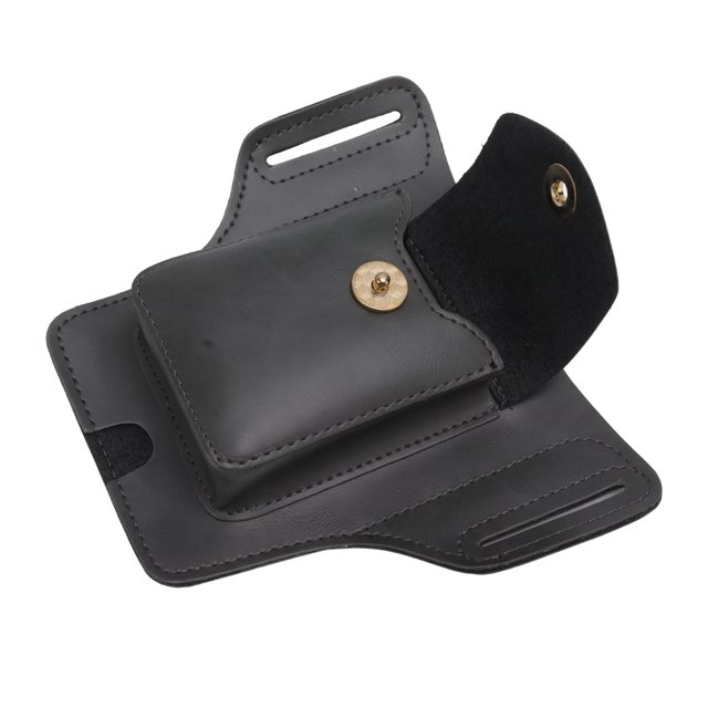 PU Leather Cigarette and Lighter Case Pouch with Belt Loop for 20 Count Cigarette Men's Cellphone Waist Belt Pouch Grey