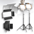 thumbnail image 1 of Set 2 Panel de Luz Led Profesional Con tripie Marthing Tripode De Pedestal Telescopico Altura Hasta 210cm Portatil Ideal Estudio Foto Video Streaming Contenido Digital, Control Remoto, 1 of 10