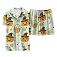 thumbnail image 4 of Leey-World Halloween Pajamas Girls Kids Satin Pajama Sets Classic Button Down 2pcs Sleepwear Pjs for Girls Relaxed Home Wear Pjs for Girls 2T 3T 4T 5T 6T 7T 8T, 4 of 6