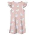 thumbnail image 4 of Gunia Little Girls Nightgowns Pjs For Girls Halloween Ghost Flutter Sleeve Nightgown Summer Casual Cartoon Digital Print Dress Night Gowns Sleepwear Pink 7-8 Years, 4 of 5