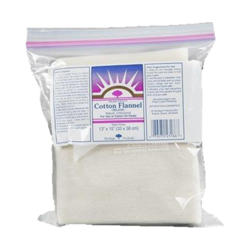 Heritage Store Cotton Organic Flannel Use in Castor Oil Pack Natural & Unbleached, Sewn in Heritage Store Cotton Organic Flannel Use in Castor Oil Pack Natural & Unbleached, Sewn in